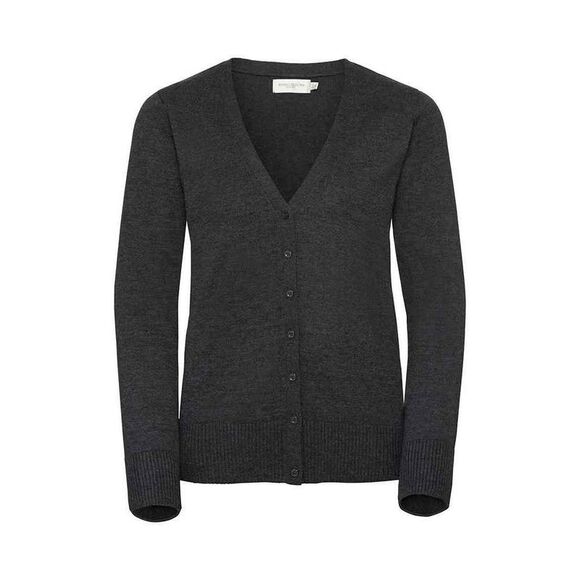 Russell Collection Womens/Ladies Knitted V Neck Cardigan / Charcoal Marl - Picture 1 of 3